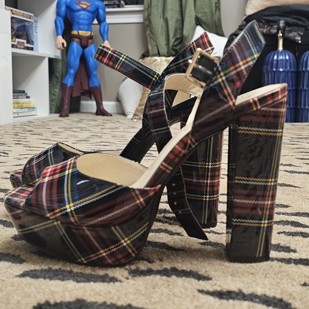 Jessica Simpson Multicolor Plaid Platform Heels